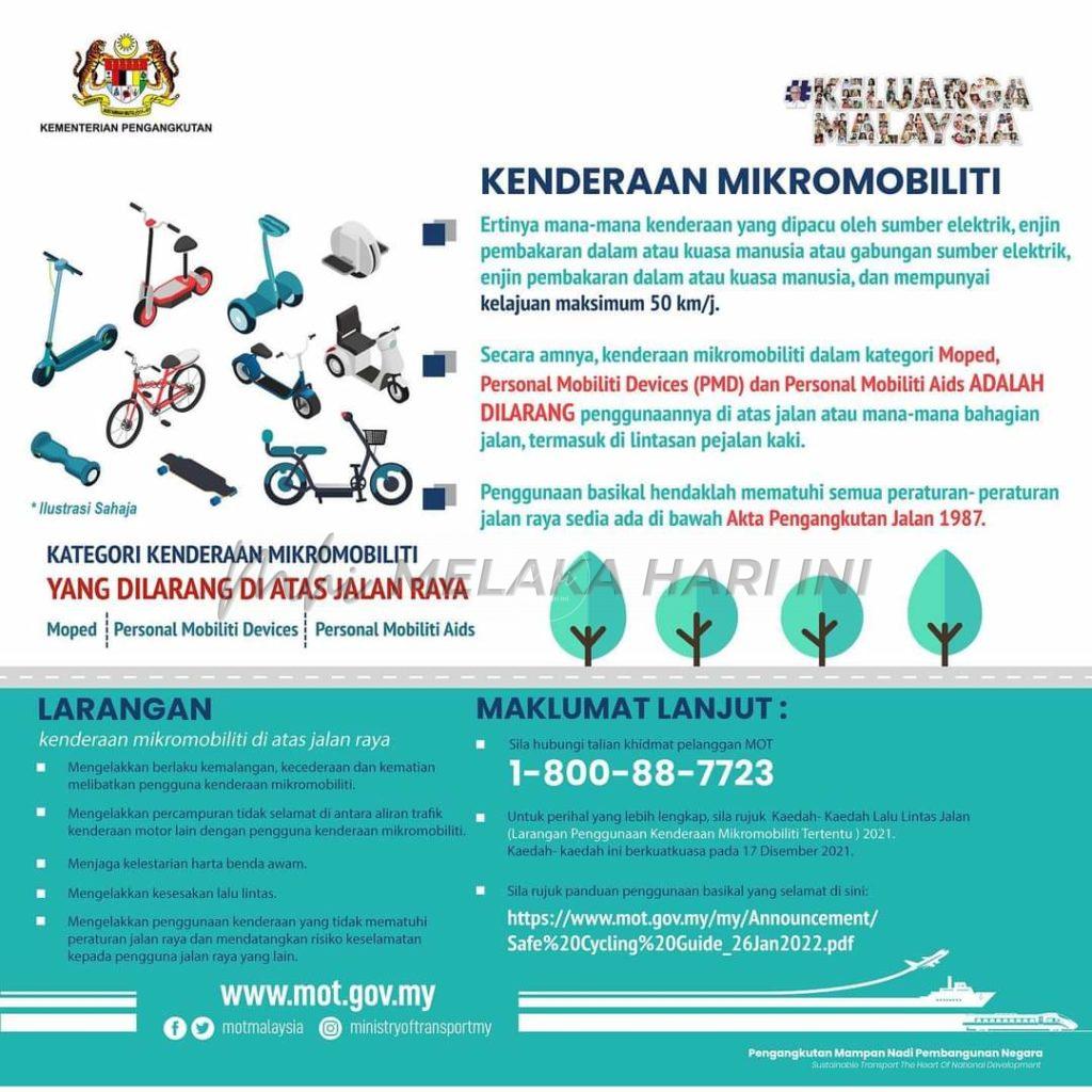 MOT, KPKT Rangka Garis Panduan Penggunaan Kenderaan Mikromobiliti